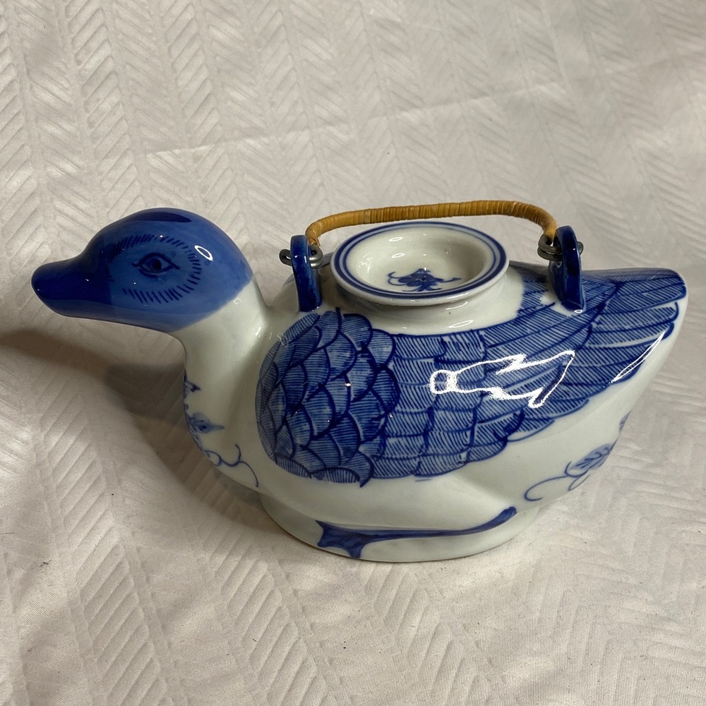 Antique Chinese duck teapot hand painted.